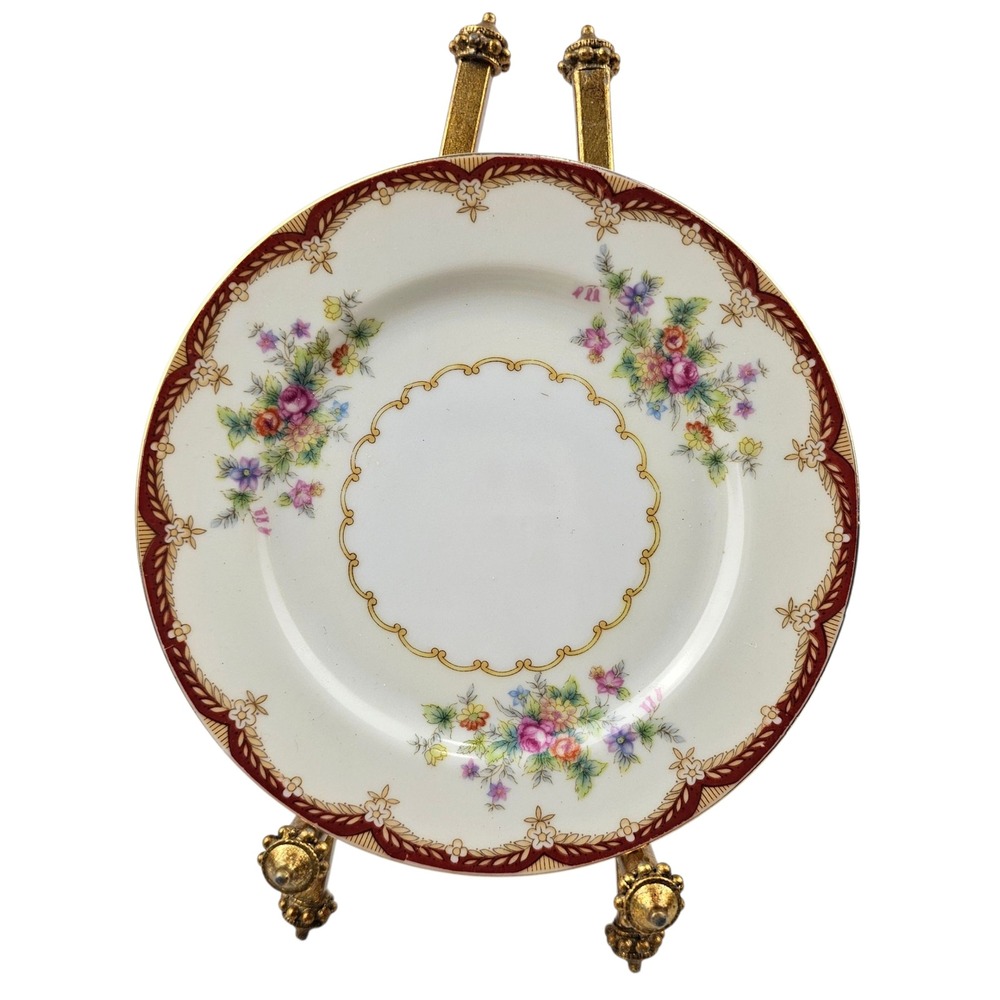Wexford Fine China Plate Floral Red Gold Trim Vtg Collectible Decor Replacement